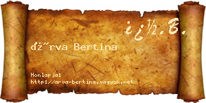 Árva Bertina névjegykártya